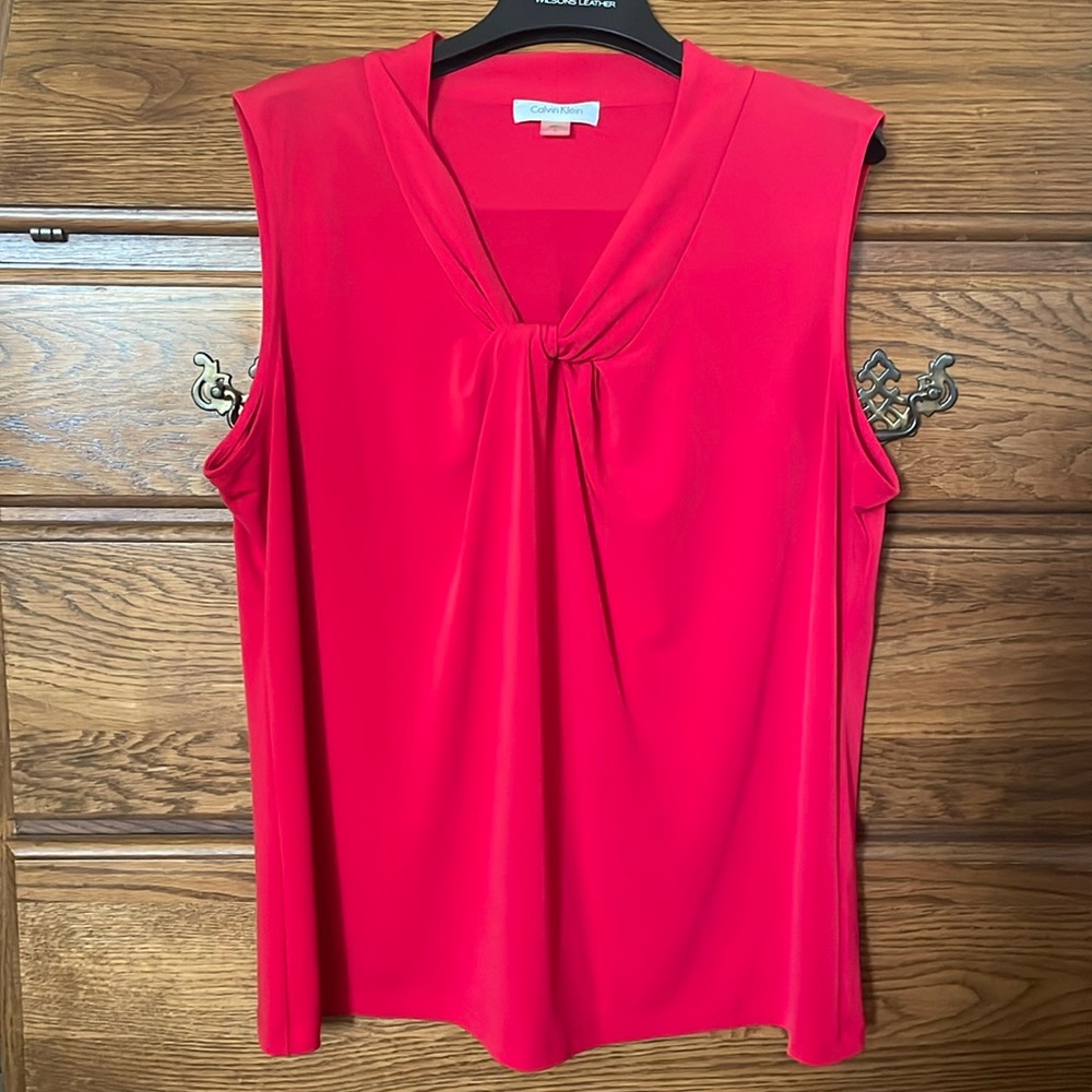 Calvin Klein Red Sleeveless Top size Large